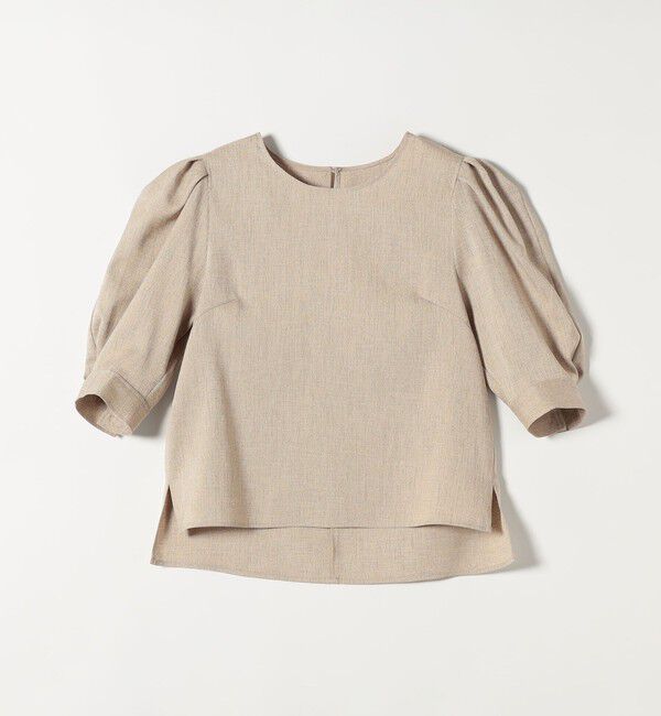 quaranciel「《予約》quaranciel:〈洗濯機可能〉リネンライク パフスリーブ クルーネック ブラウス」|シャツ・ブラウス|