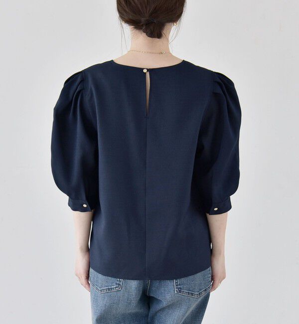 quaranciel「《予約》quaranciel:〈洗濯機可能〉リネンライク パフスリーブ クルーネック ブラウス」|シャツ・ブラウス|