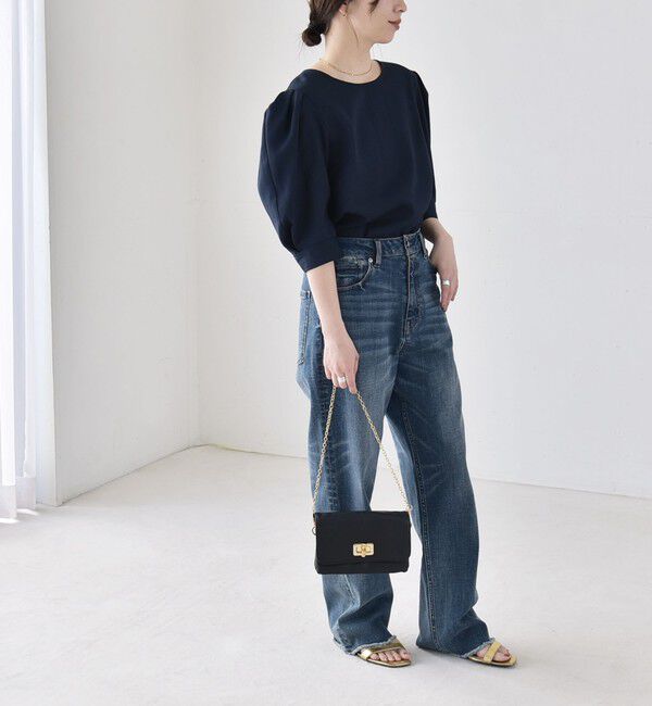 quaranciel「《予約》quaranciel:〈洗濯機可能〉リネンライク パフスリーブ クルーネック ブラウス」|シャツ・ブラウス|