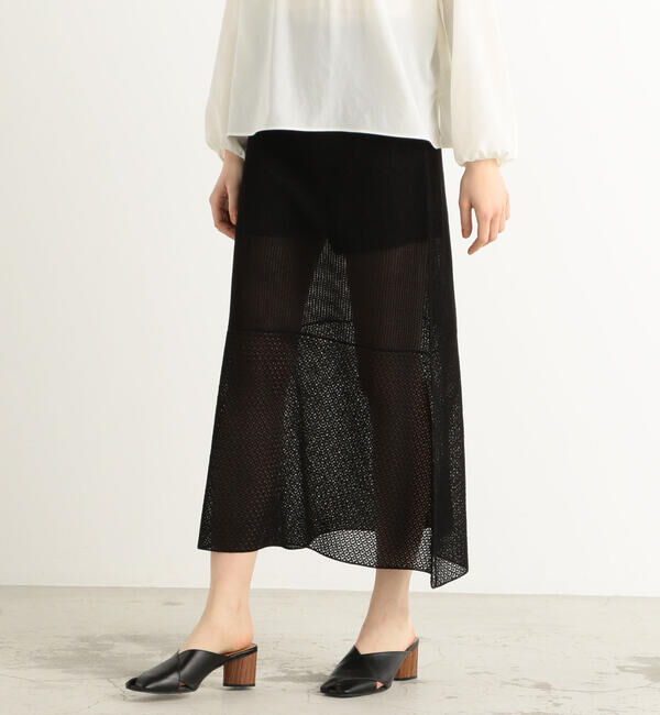 Ballsey「ペーパーレース マーメイドロングスカート」|フレア|