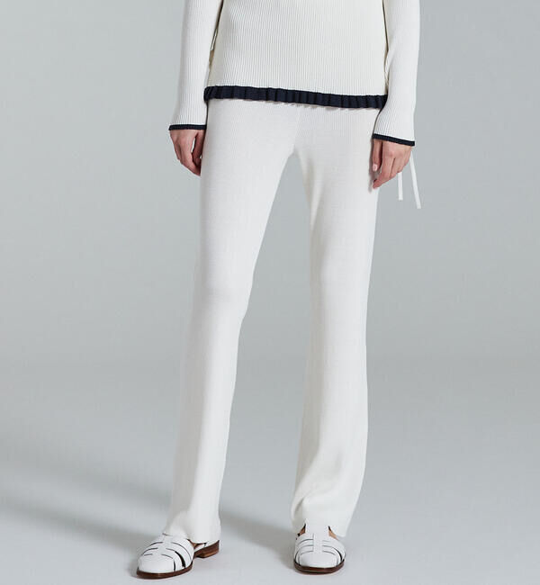 Ballsey「シルクコットンリブ セミフレアパンツ」|その他|11 ホワイト