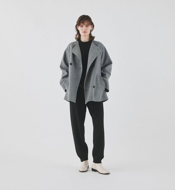 GALERIE VIE「ウールダブルフェイス カラーレス ショートトレンチコート」|ノーカラーコート|