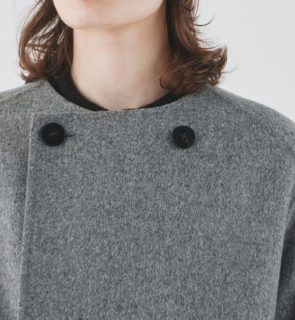 GALERIE VIE「ウールダブルフェイス カラーレス ショートトレンチコート」|ノーカラーコート|