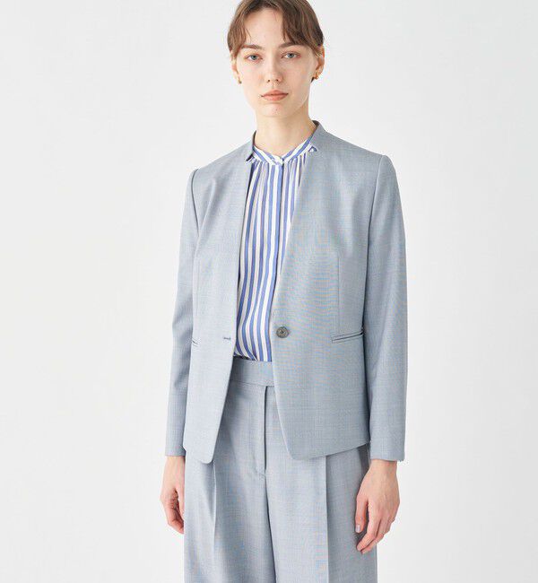 TOMORROWLAND collection「シャイニーシャーク キザミカラージャケット」|ノーカラージャケット|