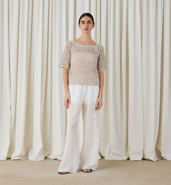 DES PRES「コットンブークレームリネ スクエアネックプルオーバー」|ニット・セーター|