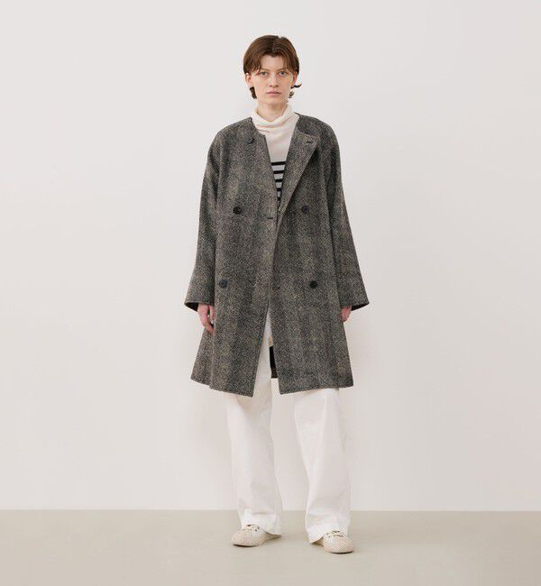 GALERIE VIE「ワイドヘリンボーン カラーレストレンチコート」|ノーカラーコート|