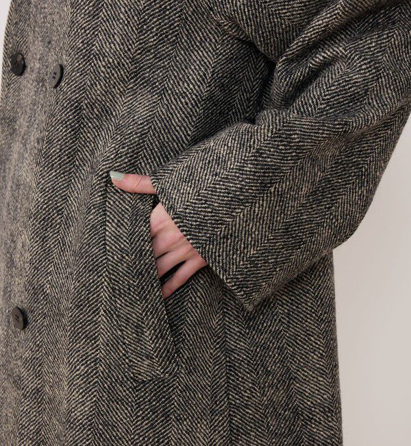 GALERIE VIE「ワイドヘリンボーン カラーレストレンチコート」|ノーカラーコート|