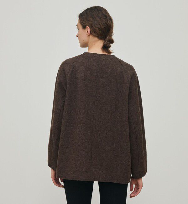 DES PRES「ミルドウール ショートコート」|ノーカラーコート|