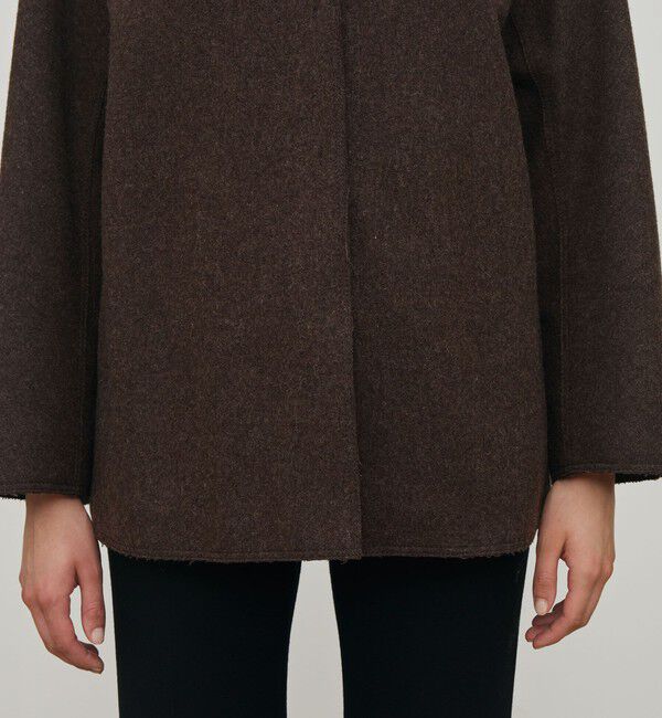 DES PRES「ミルドウール ショートコート」|ノーカラーコート|