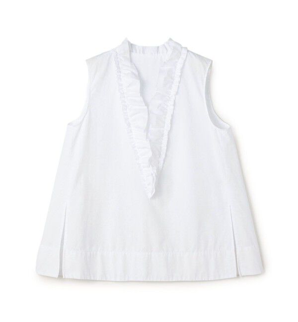 MACPHEE「【WEB先行予約】コットンタイプライター フリルノースリーブブラウス」|シャツ・ブラウス|11 ホワイト