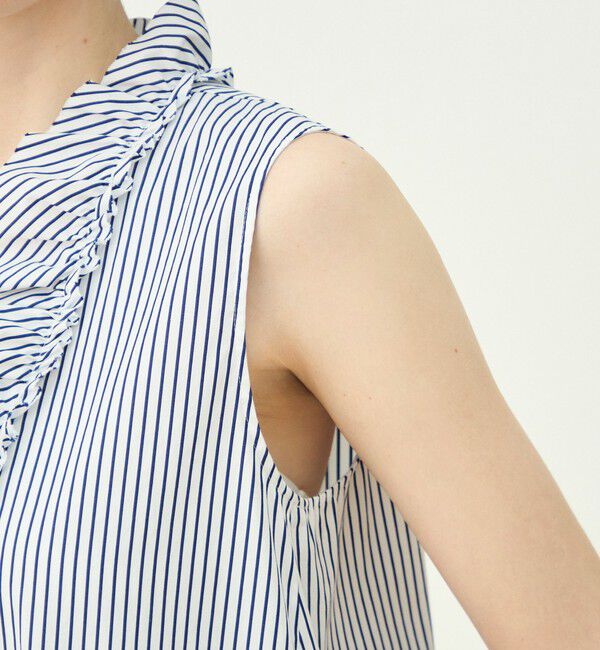 MACPHEE「【WEB先行予約】コットンタイプライター フリルノースリーブブラウス」|シャツ・ブラウス|