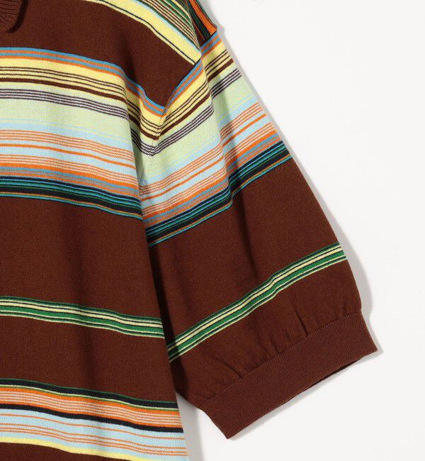 CABaN「コットンカシミヤ マルチボーダー ポロプルオーバー」|ニット・セーター|