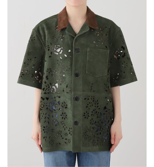  「MASU BANDANA HOLE LEATHER SHIRT M26U6SH002：シャツ」|シャツ・ブラウス|グリーン