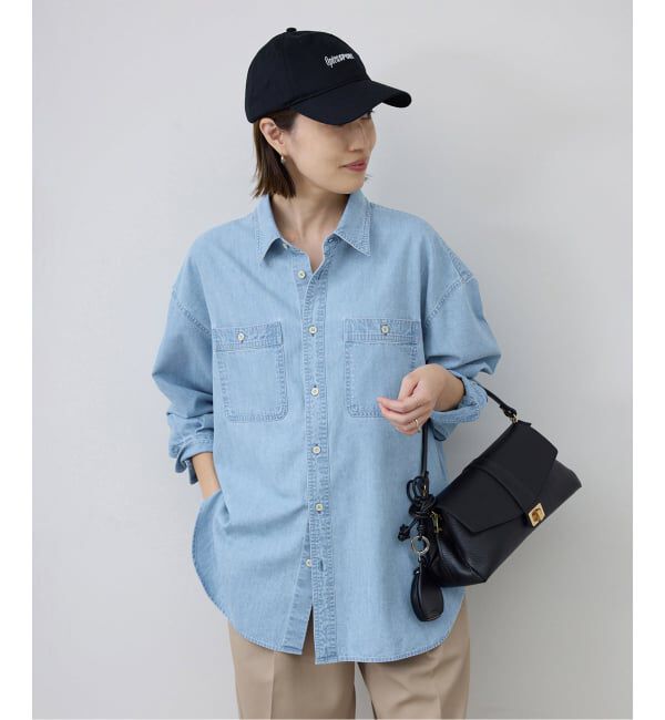 SLOBE IENA「LEDENIM LABOR FORM デニムシャツ」|シャツ・ブラウス|サックスブルー B