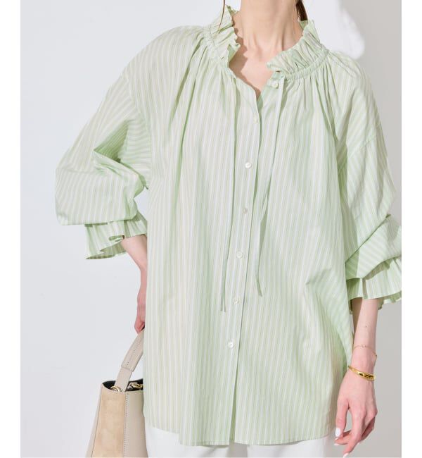 SLOBE IENA「《追加》タイプライターフリルブラウス」|シャツ・ブラウス|