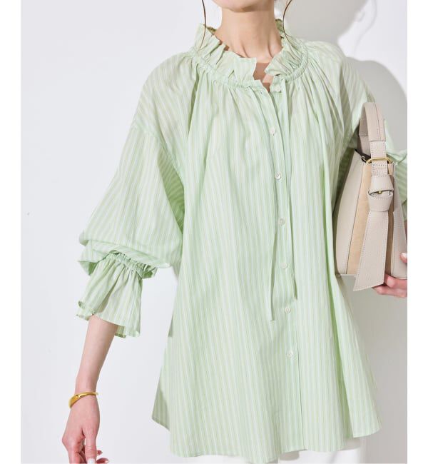 SLOBE IENA「《追加》タイプライターフリルブラウス」|シャツ・ブラウス|