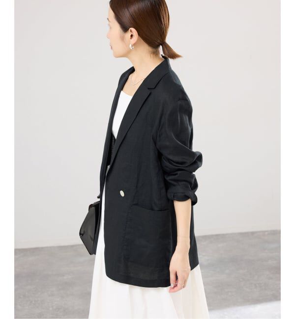 IENA「《追加》ウォッシャブル ソフトリネン リラックスジャケット」|テーラードジャケット|