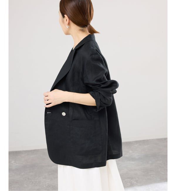 IENA「《追加》ウォッシャブル ソフトリネン リラックスジャケット」|テーラードジャケット|