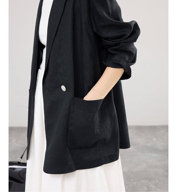 IENA「《追加》ウォッシャブル ソフトリネン リラックスジャケット」|テーラードジャケット|