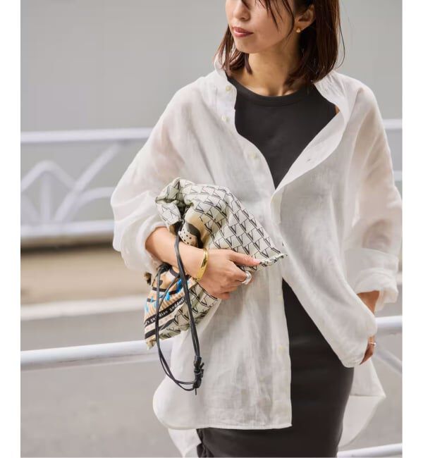 VERMEIL par iena「《予約》TICCA ティッカ 別注リネンスクエアビッグシャツ TBFS-543」|シャツ・ブラウス|ホワイト