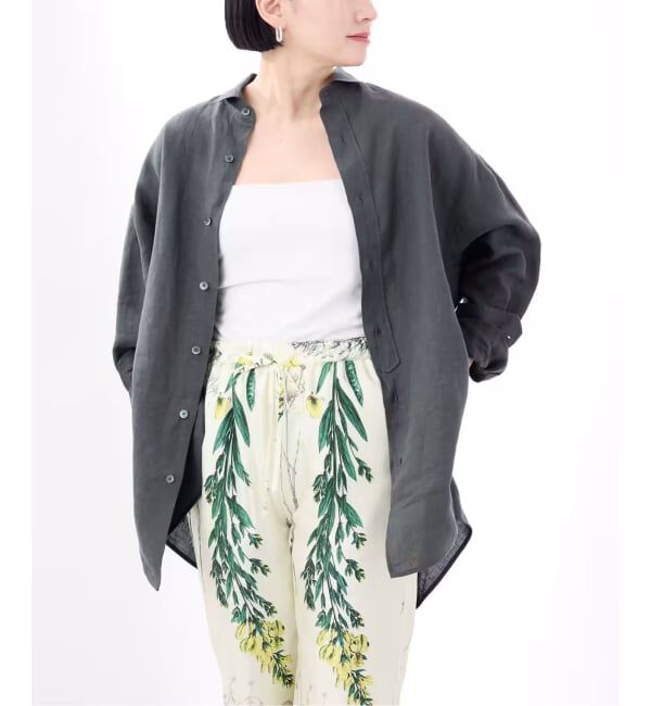 VERMEIL par iena「《予約》TICCA ティッカ 別注リネンスクエアビッグシャツ TBFS-543」|シャツ・ブラウス|カーキ A