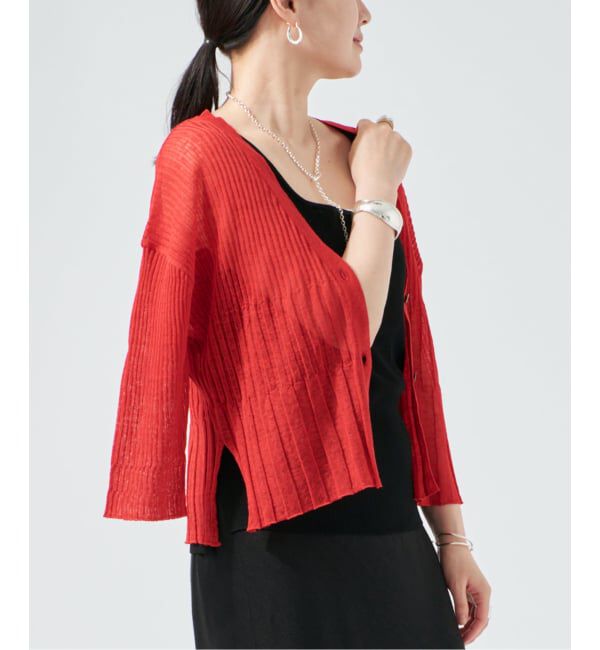 VERMEIL par iena「ENRICA エンリカ Vネックカーディガン KNIT 231」|カーディガン|レッド
