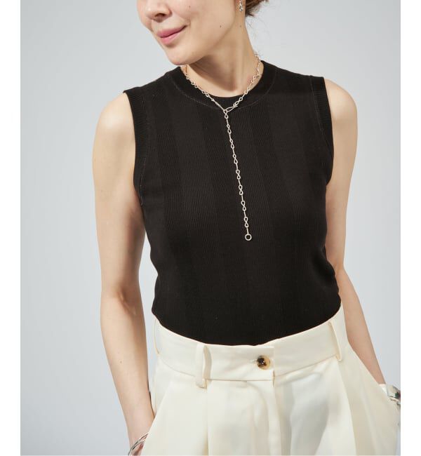 VERMEIL par iena「ランダムRIB ノースリーブプルオーバー」|ニット・セーター|ブラック