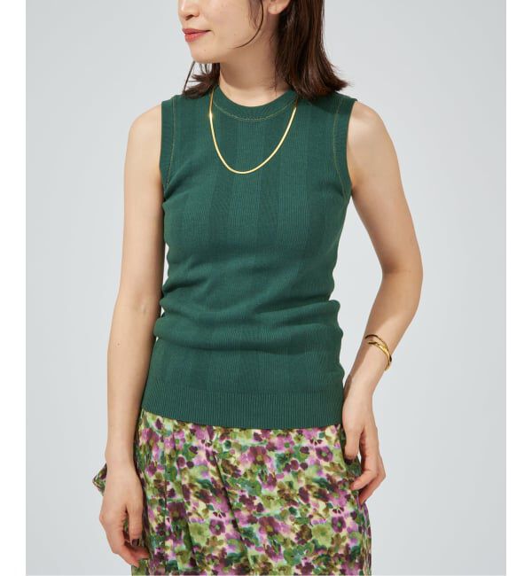 VERMEIL par iena「ランダムRIB ノースリーブプルオーバー」|ニット・セーター|グリーン