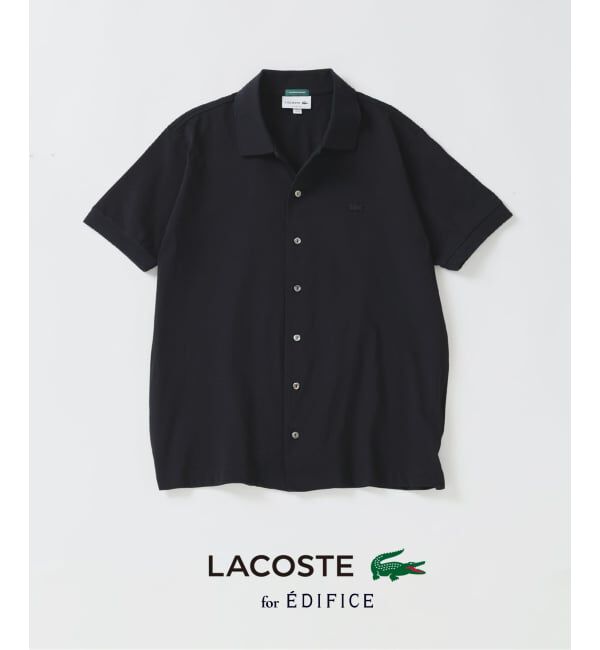 EDIFICE「《予約》LACOSTE(ラコステ) 別注 COOLMAX フルオープン 半袖ポロシャツ」|ポロシャツ|ブラック