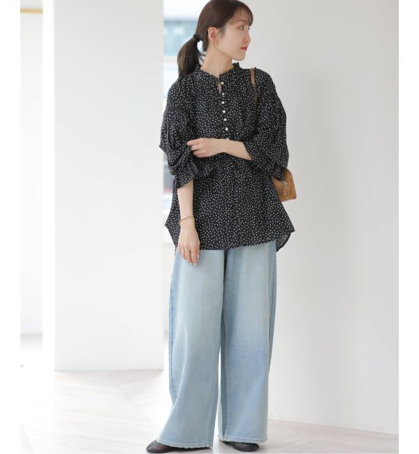 JOURNAL STANDARD relume「コットンボイルクリンクルタックフリルプルオーバー（ドット柄）」|シャツ・ブラウス|