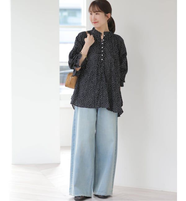 JOURNAL STANDARD relume「コットンボイルクリンクルタックフリルプルオーバー（ドット柄）」|シャツ・ブラウス|