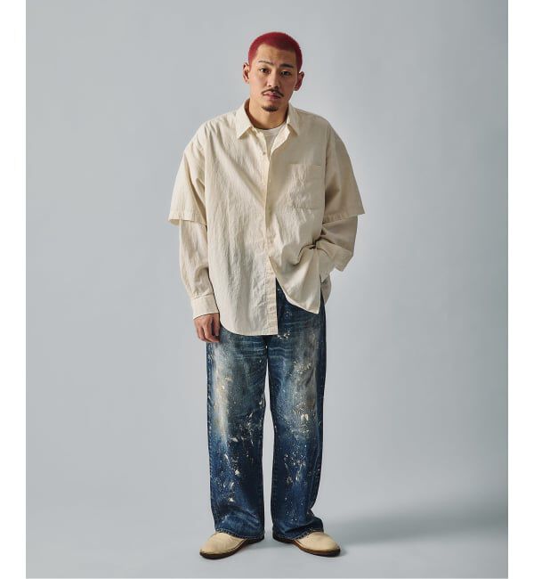 J.S.Homestead「J.S.Homestead / エイジングデニム ワイド 5ポケ ペイント」|デニム|