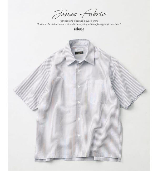JOURNAL STANDARD relume「《予約》JAMES FABRIC ストライプ＆チェック スクエアシャツ」|シャツ・ブラウス|ブルー