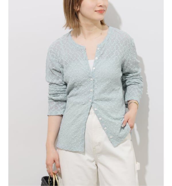 JOURNAL STANDARD relume「《予約》ストレッチラッセルレースクルーネックカーディガン」|カーディガン|サックスブルー