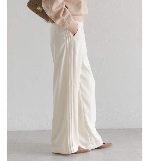 NOBLE「サイドラインピンタックパンツ」|スラックス|