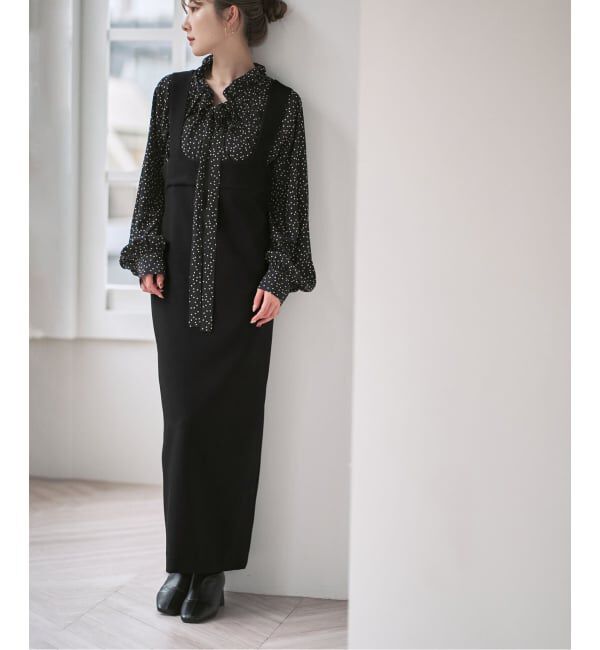 NOBLE「ラフィネダブルクロスソフトスクエアワンピース」|ワンピース|