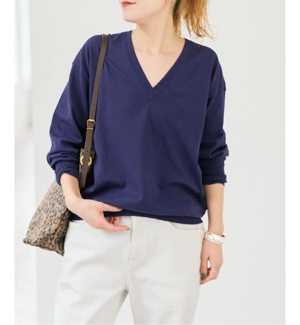 Spick and Span「Emil cotoni Vネックプルオーバー」|ニット・セーター|ネイビー