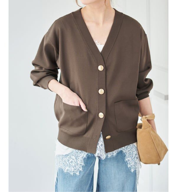 Spick and Span「《一部店舗+WEB限定/追加》ウォッシャブルVネックカーディガン」|カーディガン|ブラウン