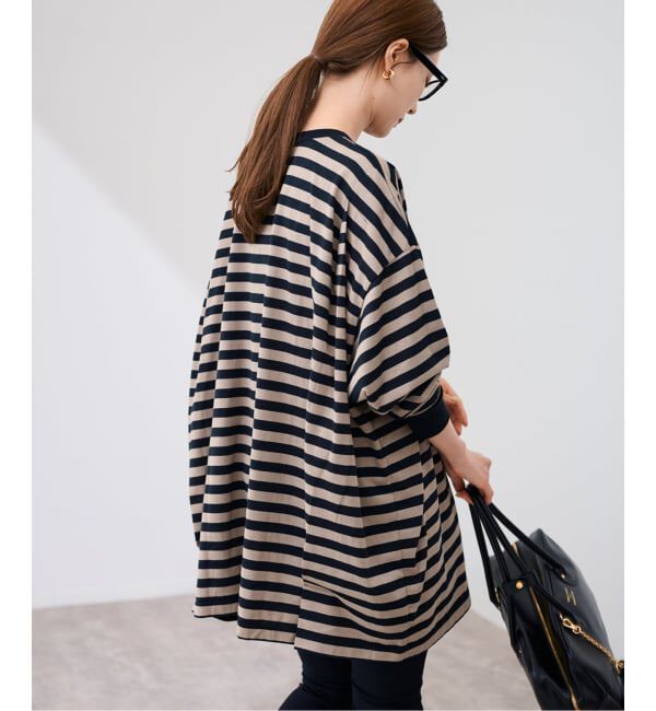 FRAMeWORK「≪WEB限定 / 追加≫ONIT 別注OVERSIZE BORDER LS」|Tシャツ・カットソー|ベージュ