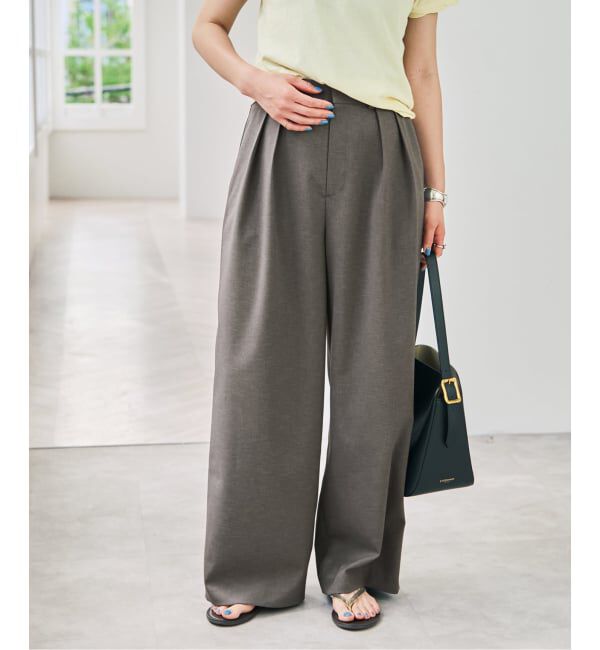 Spick and Span「《セットアップ可》ツイルストレッチタックパンツ」|スラックス|グレー