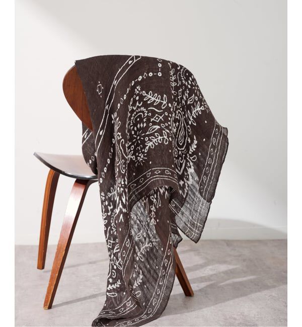 FRAMeWORK「≪予約≫MANIPURI/マニプリ 別注リネンストール120 メドウバンダナ」|ストール|ブラウン