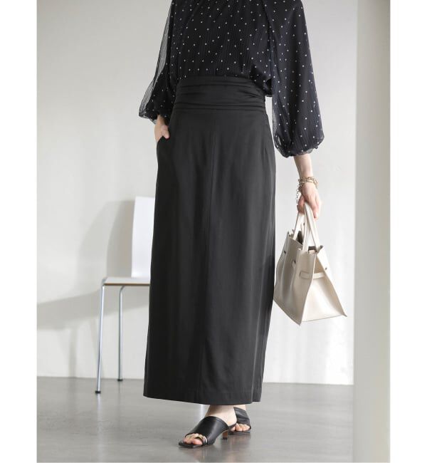  「【洗える】ウエストタックタイトスカート」|スカート|