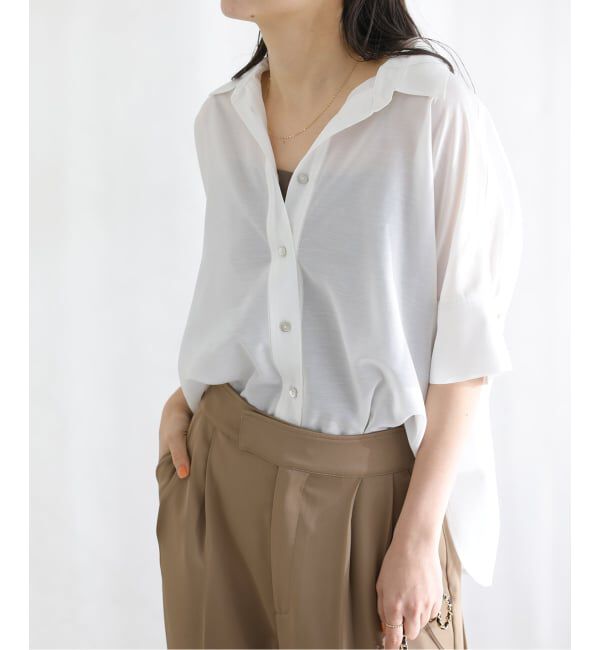  「《予約》【洗える】ドルマンハーフスリーブシャツ」|シャツ・ブラウス|
