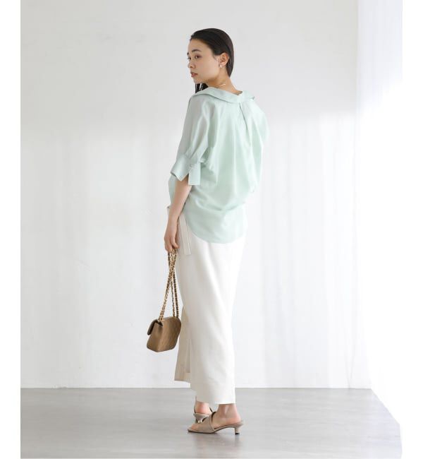  「《予約》【洗える】ドルマンハーフスリーブシャツ」|シャツ・ブラウス|