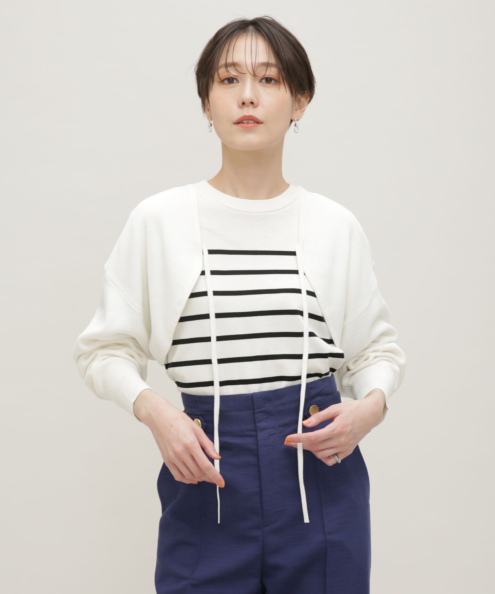 nano･universe「LB.03/GIZA強撚コットンボレロ」|ニット・セーター|ホワイト