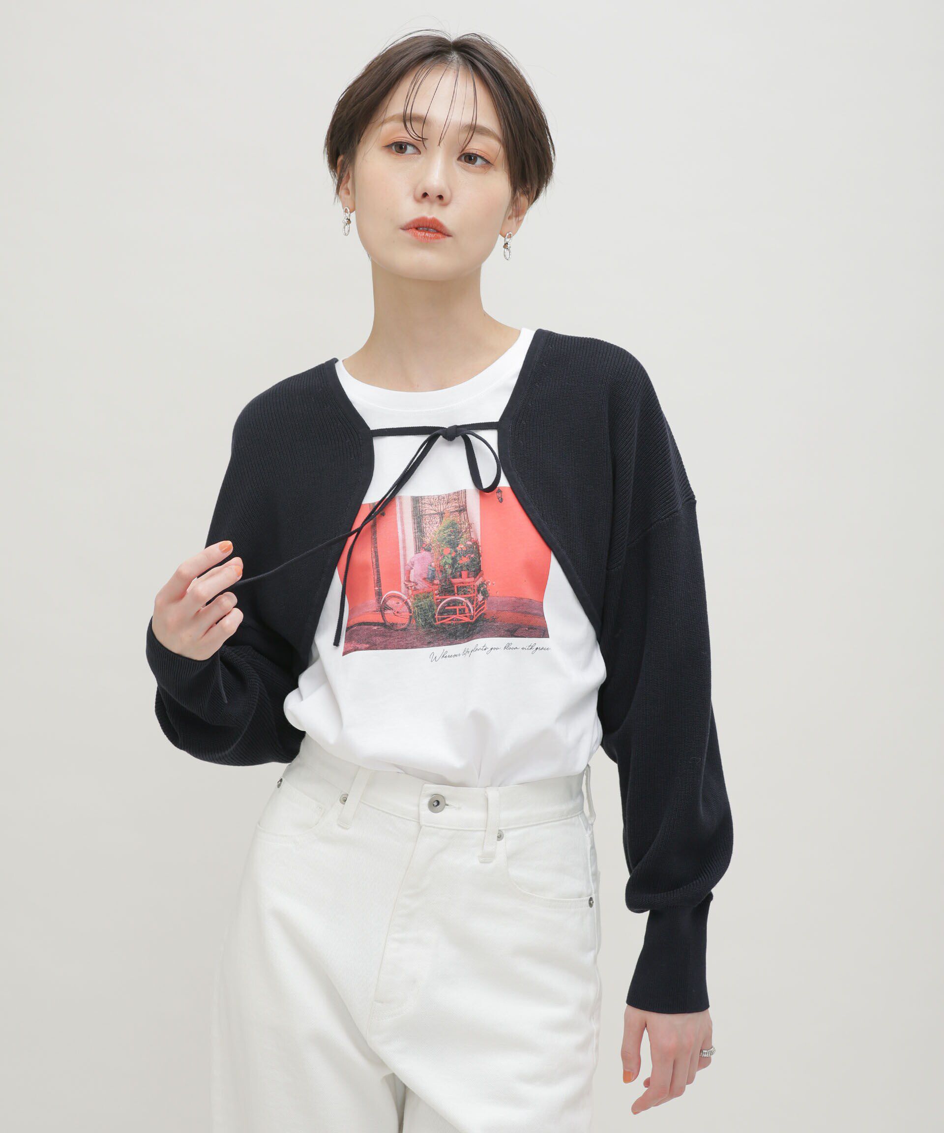 nano･universe「LB.03/GIZA強撚コットンボレロ」|ニット・セーター|