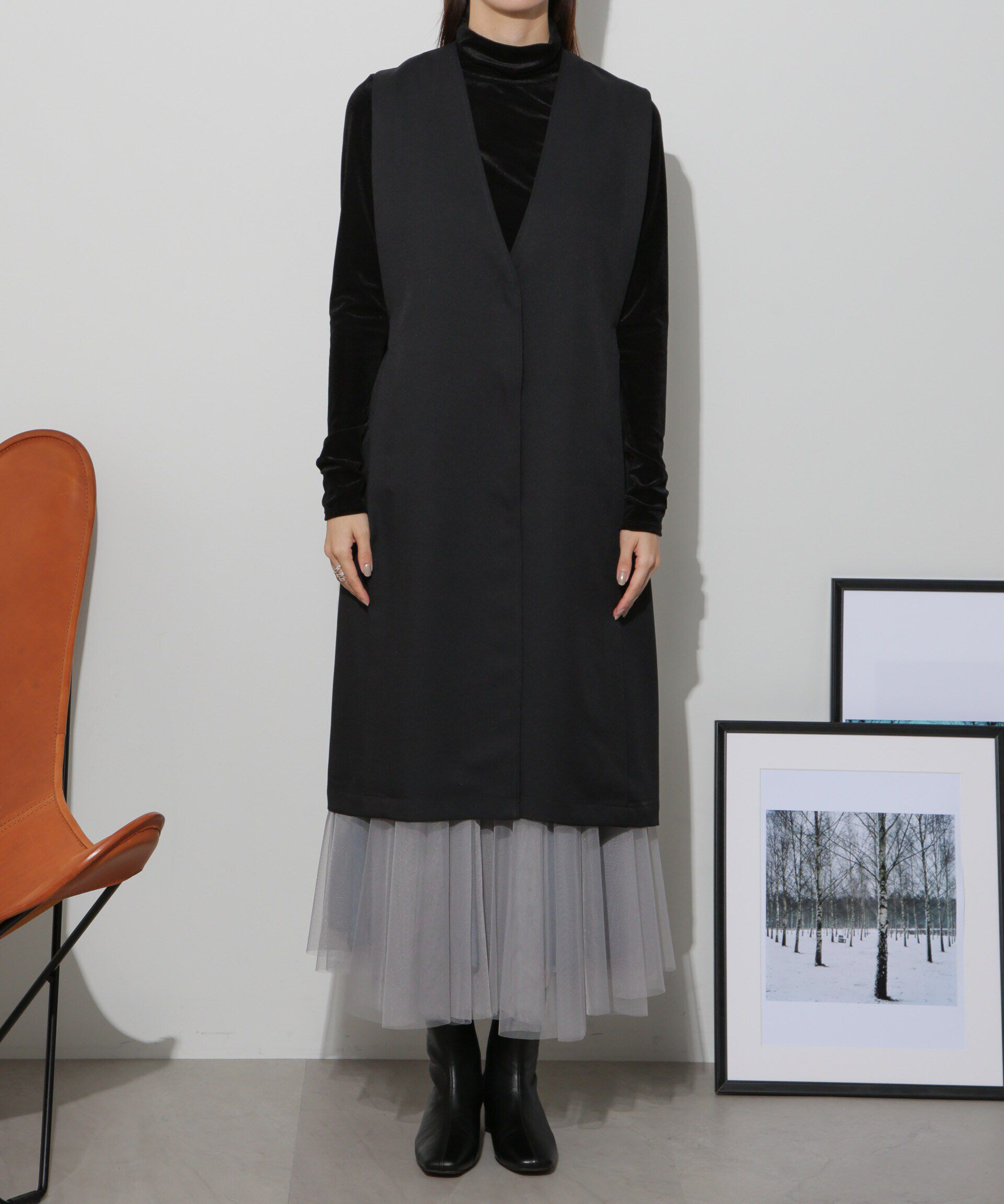 nano･universe「サイドベルトロングジレ(セットアップ可)」|ベスト・ジレ|