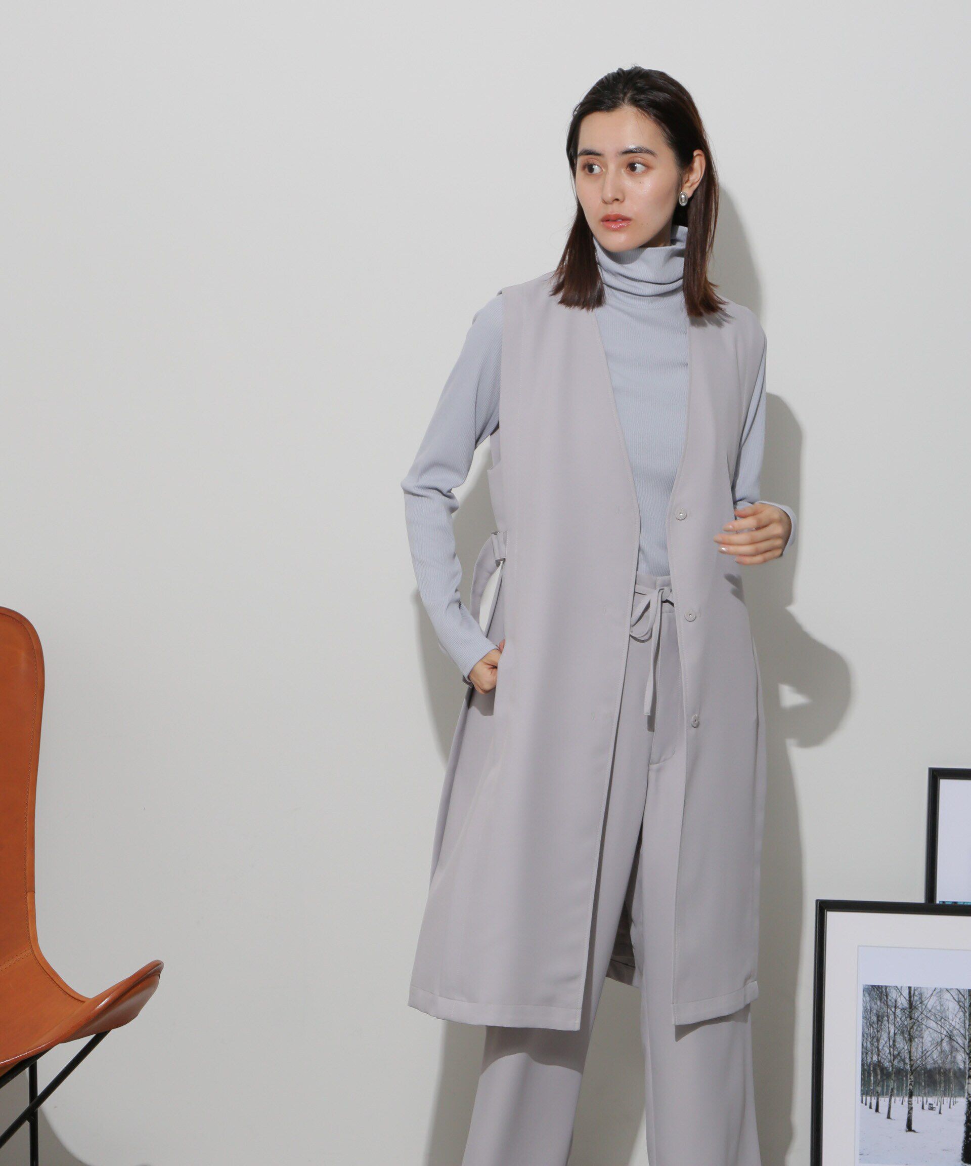 nano･universe「サイドベルトロングジレ(セットアップ可)」|ベスト・ジレ|