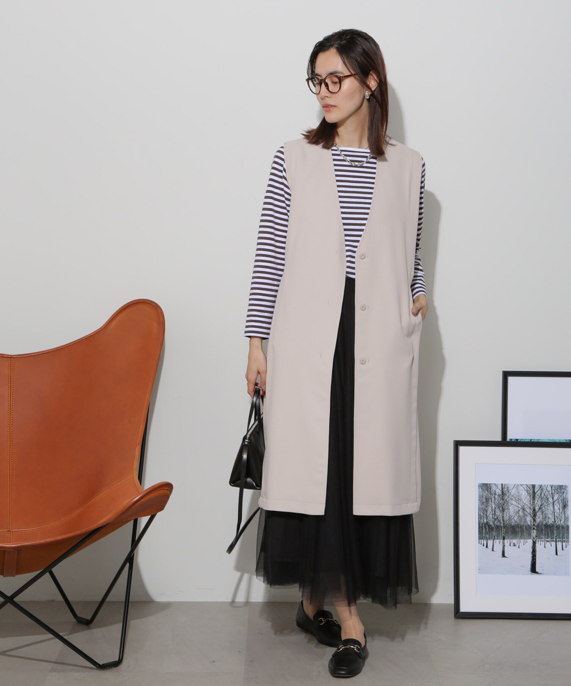 nano･universe「サイドベルトロングジレ(セットアップ可)」|ベスト・ジレ|