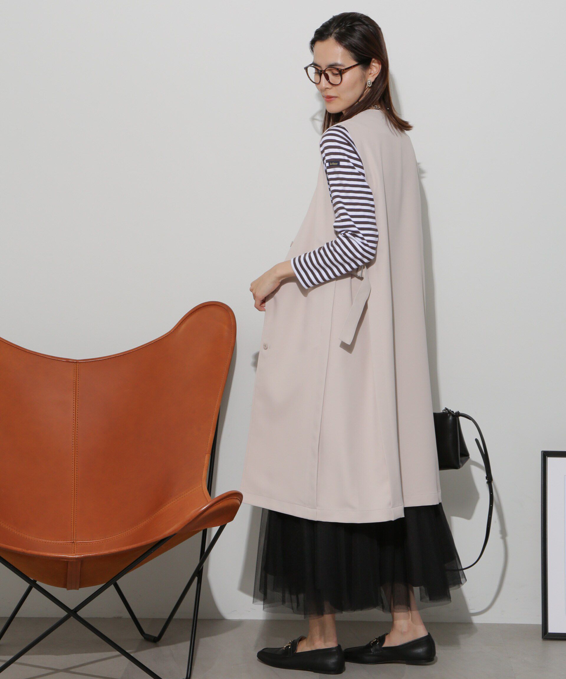 nano･universe「サイドベルトロングジレ(セットアップ可)」|ベスト・ジレ|